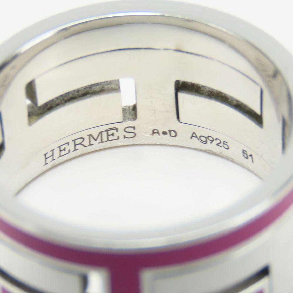 Used HERMES Ring Move Ash EU#51 51 Silver925 7.2g Silver Pink Accessories