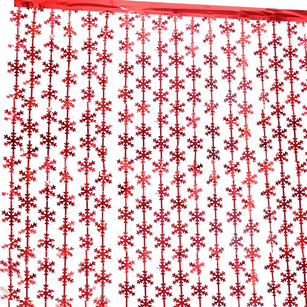 2025 Christmas 2m Snowflake Tinsel Curtain Matte Solid Color Hanging Decoration