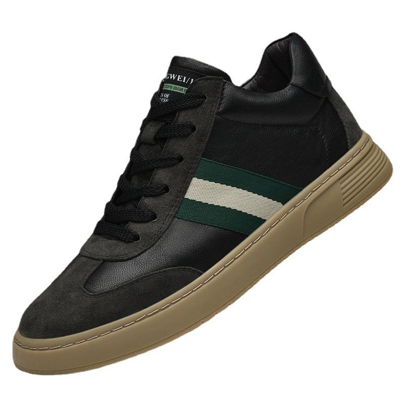 Men's Round Head Pigskin Simple Men's Casual Single Shoes Front Lace-up Loafers Breathable Flat Heel Beef Tendon Single Shoes Men's Shoes