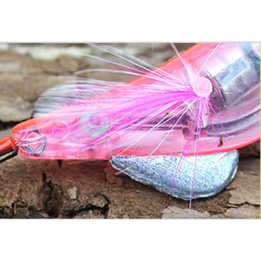 6Pcs LED Electronic Shrimp Lure with Squid Hook Jigging Hard Sea Fishing Lures Prawn Luminous Artificial Bait Tackle for Fish