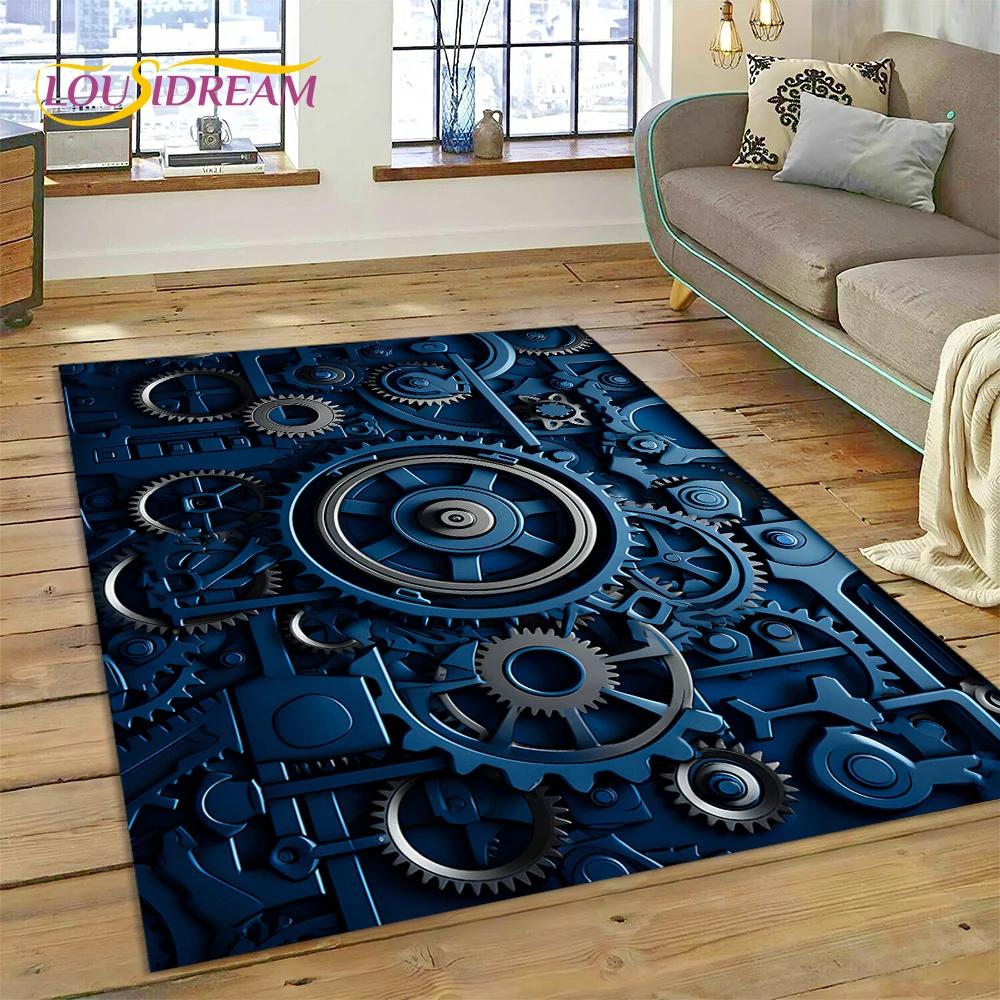 3D Mechanical Cogs Gears Steampunk Rug Carpet for Living Room Bedroom Decor,floor Mat Non-slip Decoration for Sofa Doormat Gifts