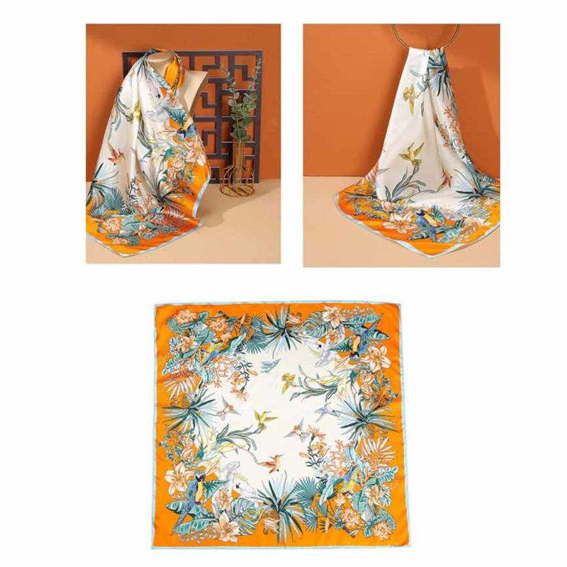 68*68cm 100% Mulberry Silk Scarf Luxury Printed Square Shawl Elegant Lightweight Soft Summer Fashion Accessory Women