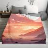 1pc Sunset Print Flannel Throw Blanket - Soft Polyester, Warm Orange & Pink Sky Landscape Design, Perfect for Home, Office, Beac