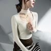 Hollow-Out Collarbone Halter Neck Fashion Tops for Autumn and Winter