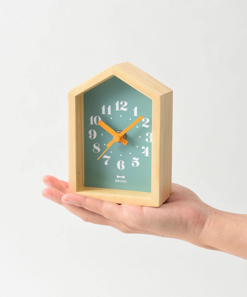 BRUNO Mini Wooden House Clock, Pink, BCA027-SMPK, Perfect for Children's Rooms, Scandinavian Style, Compact, Stylish, Simple Design for Home Decor