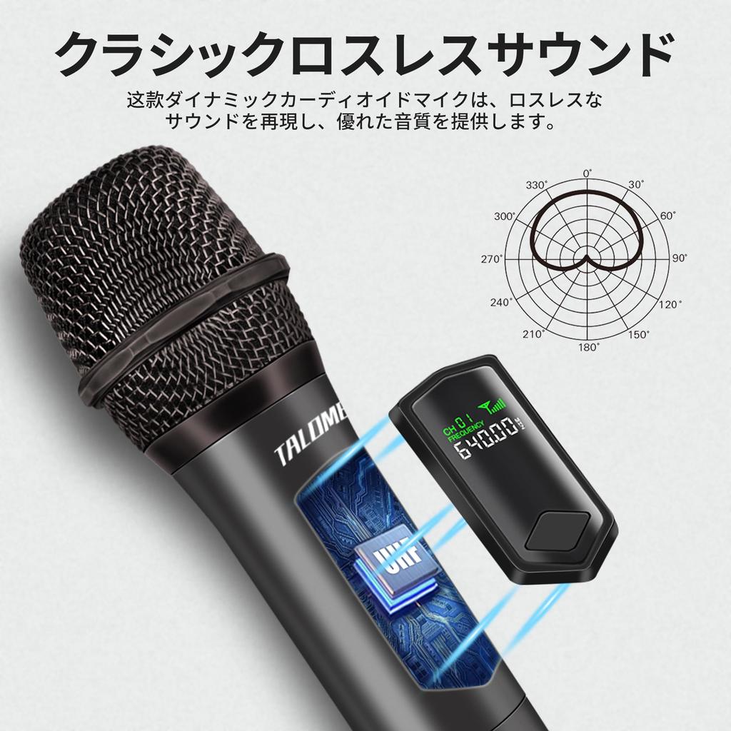 TALOMEN Wireless Karaoke Moving Coil Microphone with 50M 10 Hours of Wireless Microphone Kit for Home and Parties K60-1 Microphone, Microphone, 6.35mm