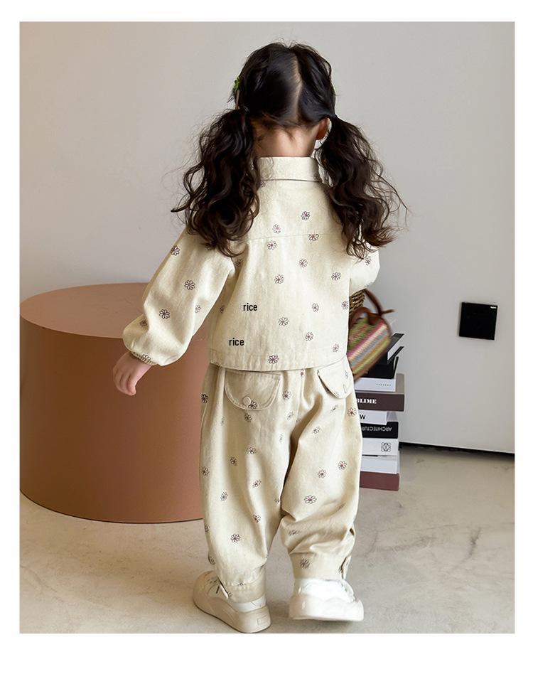 Floral Print Jacket & Pants Set for Girls - Spring/Autumn Casual Wear