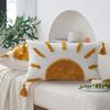 Ins Style Pillow Yellow Sun Tufted Pillow Case Homestay Pillow Living Room Sofa Tassel Cushion Removable and Washable
