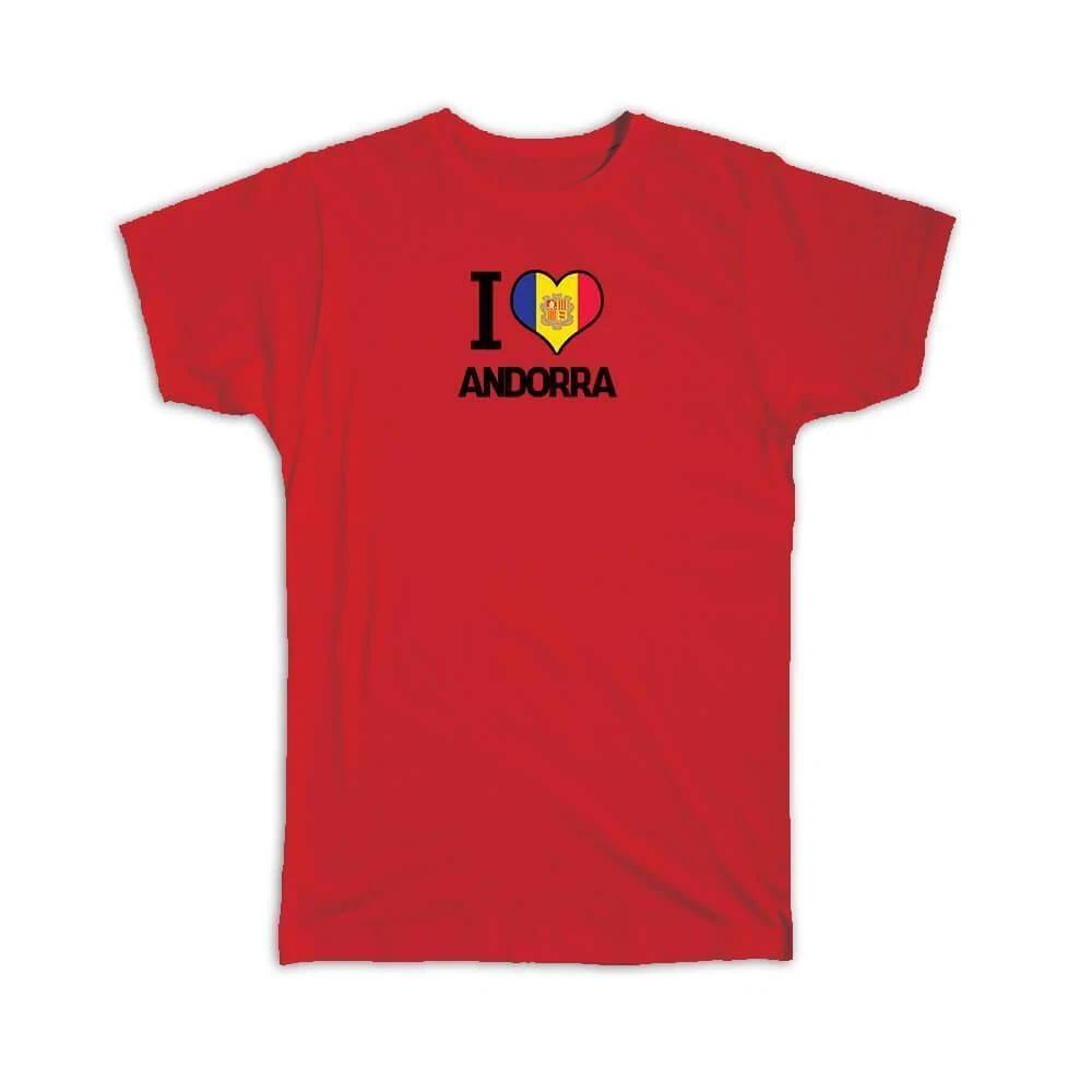 Gift T-Shirt : I Love Andorra Flag Heart Country Crest Andorran Expat L