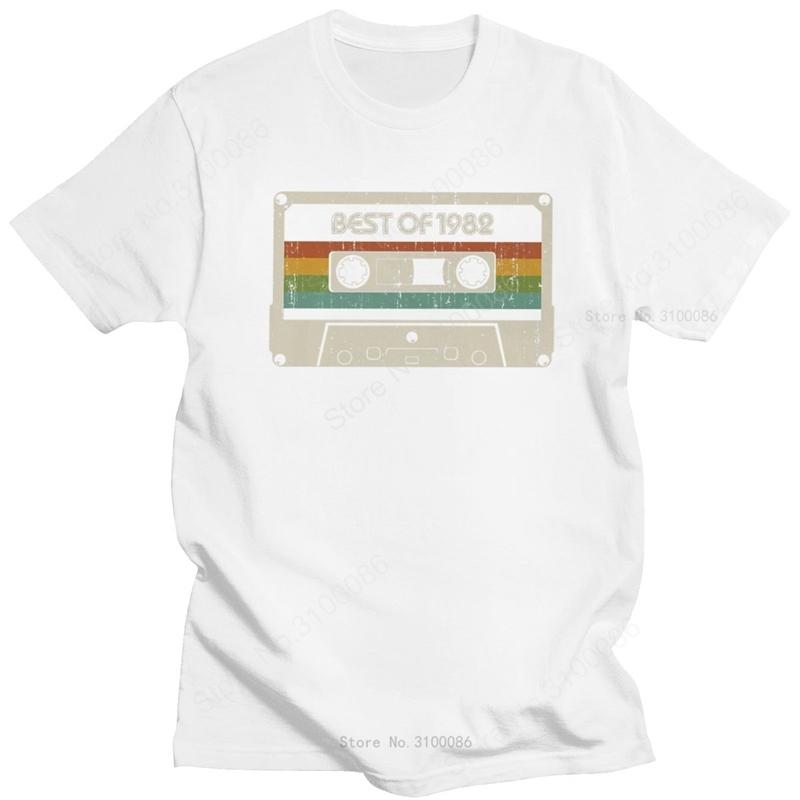 Vintage Best Of 1982 T Shirt Men 38th Birthday Cassette T-shirt Short Sleeves  O-neck Cotton Tshirt Fashion Tee Top Merchandise