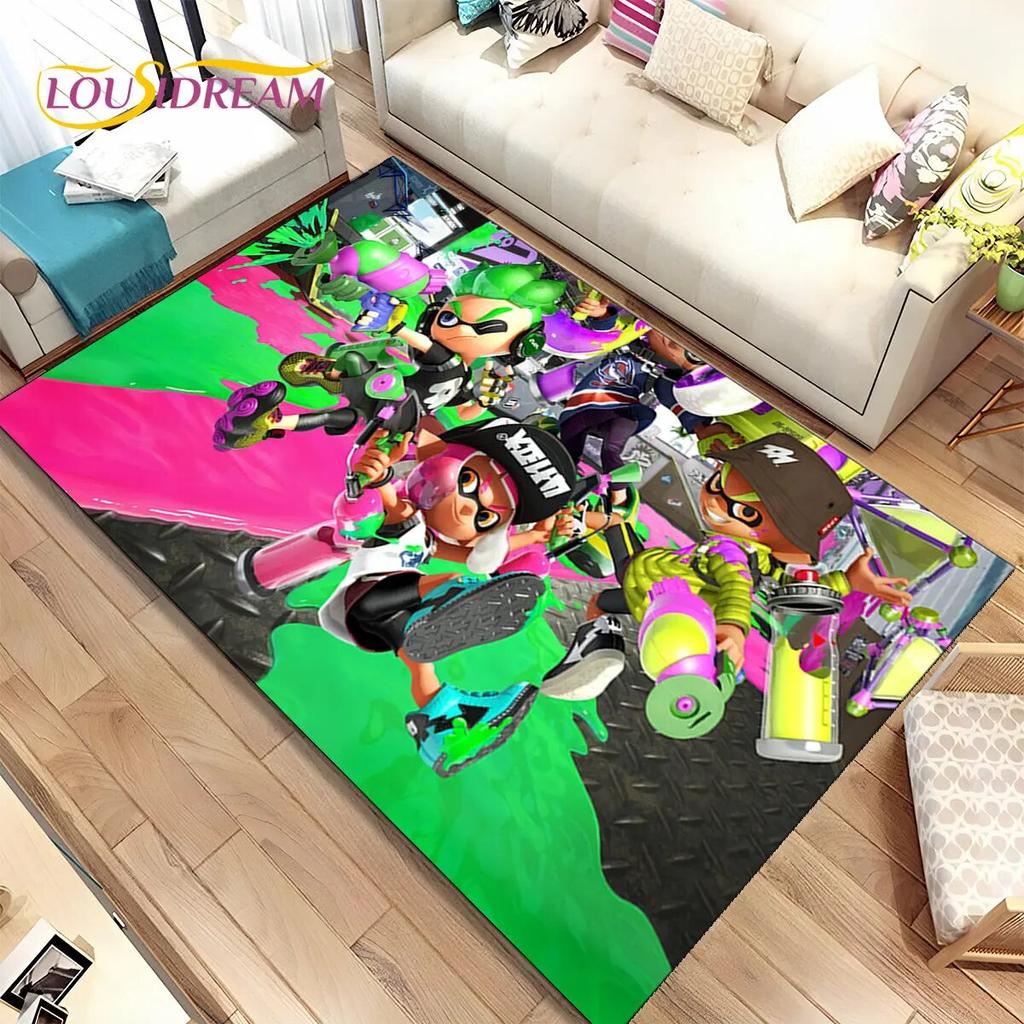 Cartoon Games S-Splatoon Gamers Area Rug,Carpet Rug for Living Room Bedroom Sofa Doormat Decoration,Kid Play Non-slip Floor Mat