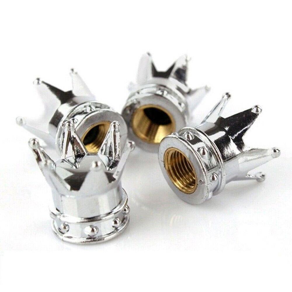 4Pcs Universal Chrome Crown Car Truck Tire Air Valve Stem Cover Caps Wheel Rims Car Tuning Exterior Parts Accessories Products