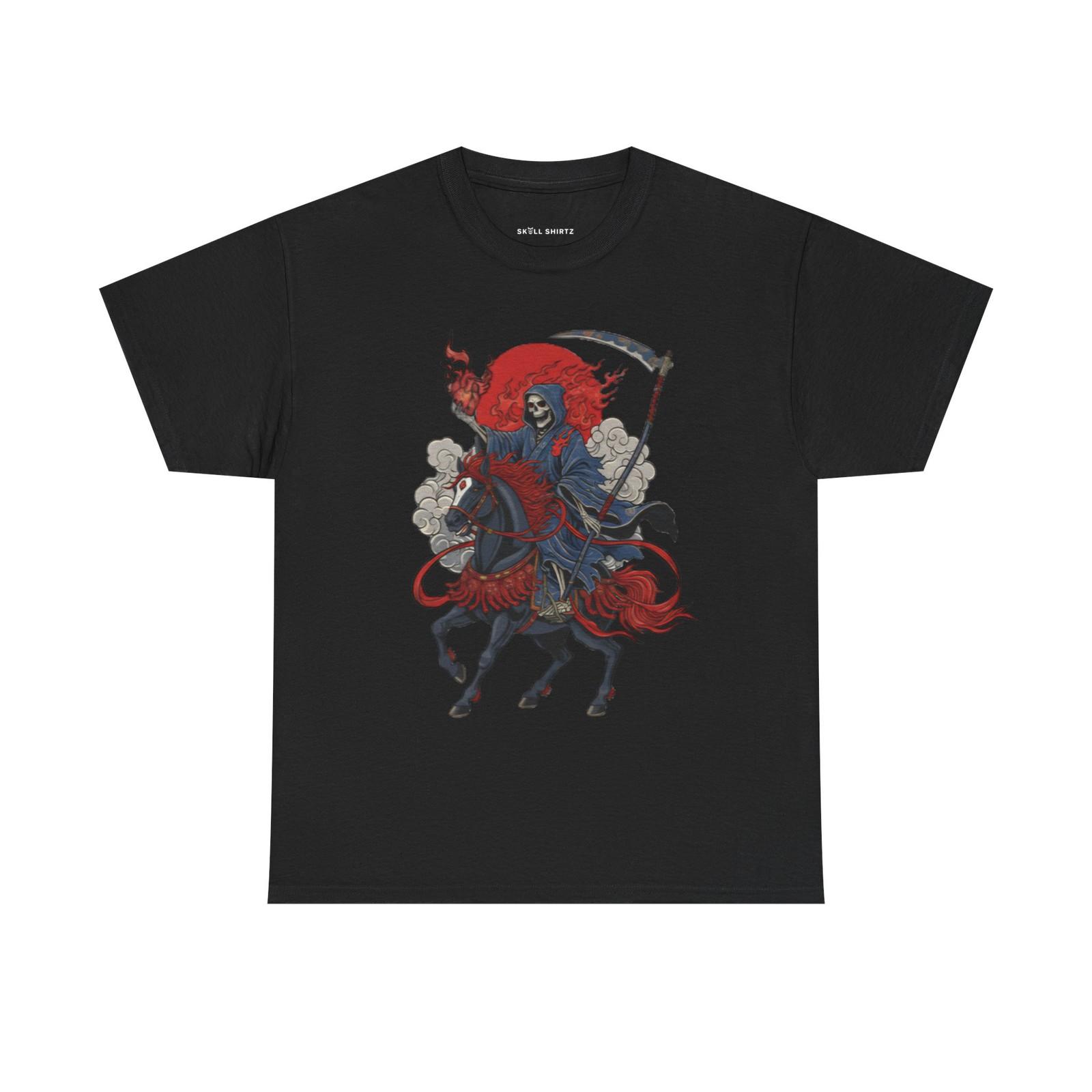Japanese Traditional Grim Reaper Death Rider I Tattoo Design Skull T Shirt S разноцветный