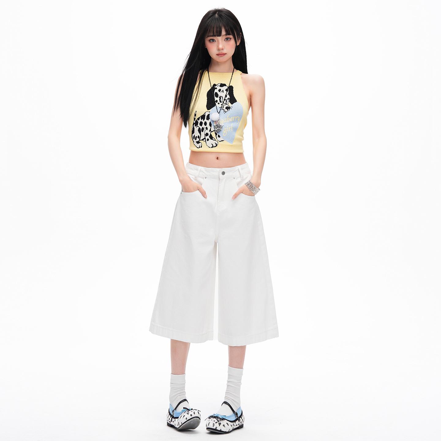 

American Orange Cropped High-Waisted Wide-Leg Jeans for Women - Spring/Summer 2026 Collection Medium грязно-белый
