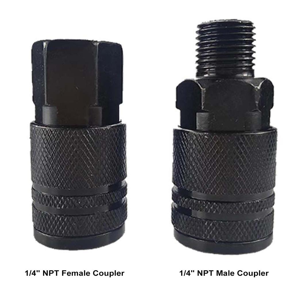 12PCS 1 4   NPT Air Coupler & Plug Kit, Industrial Type D Quick Connector Set, Air Compressor Hose Fitting Kit (Black)