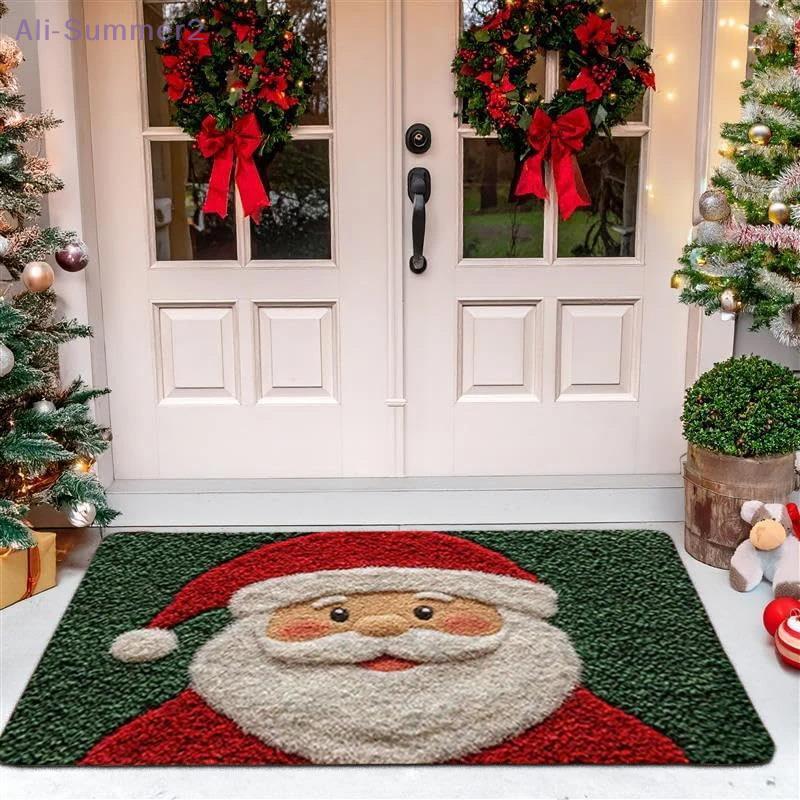 {Summer2}{MX} Christmas Reindeer Santa Claus Door Mat Merry Christmas Cartoon Carpet DIY Xmas Home Decoration Foot Mat