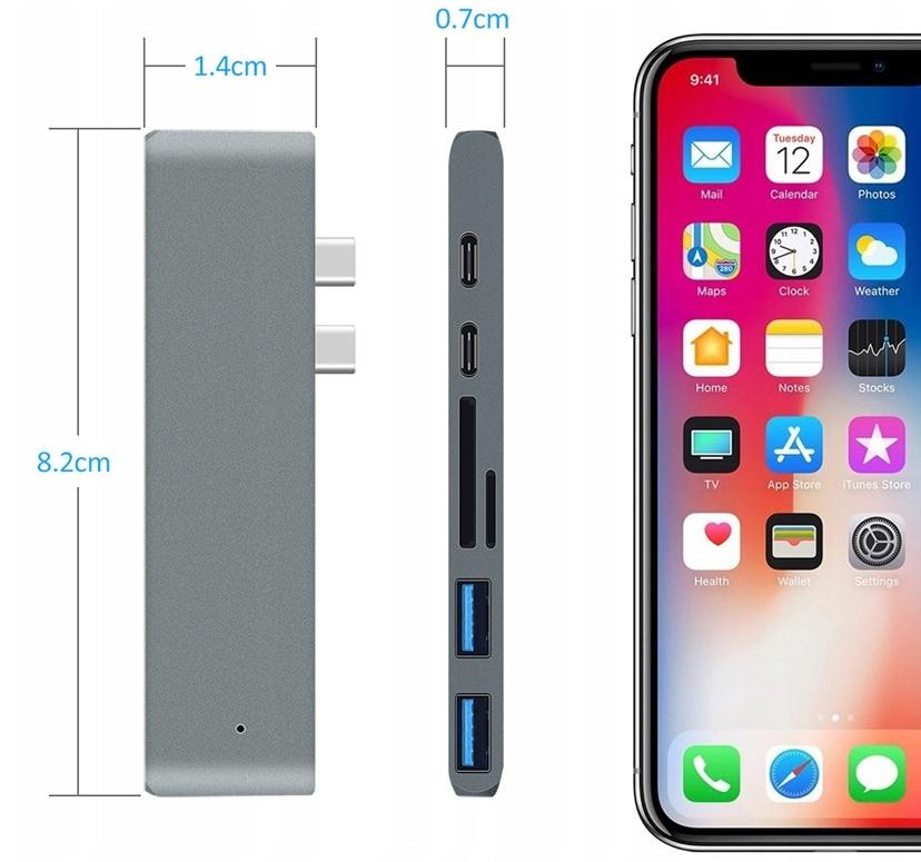 Adapter Hub Przejściówka USB-C USB Thunderbolt HDMI 4K Do Macbook Pro Air