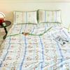 Elegant Blue Flowers Summer Cooling Quilt Floral Style Air Conditioner Quilted Quilt Skin-friendly Thin Blanket Machine Washable