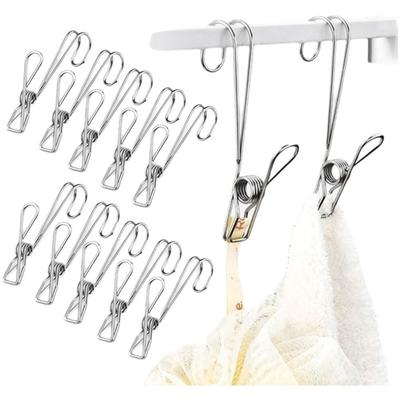 6Pcs Organizer Stainless Steel Hanger Clip Durable Photo Clip Holder Rack Hooks  Closet