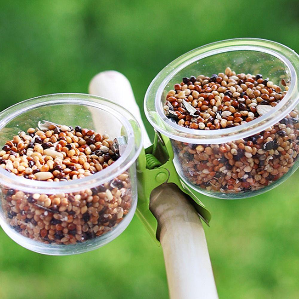 With Clip Parrot Food Bowl Transparent Feeder Cup Bird Perch Stand Water Bowl Small Pet Bird