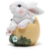 Cute Easter Rabbit Eggs Ornaments Resin Easter Bunny Holding Flower Ornaments Happy Easter Party Decoration Easter Gift