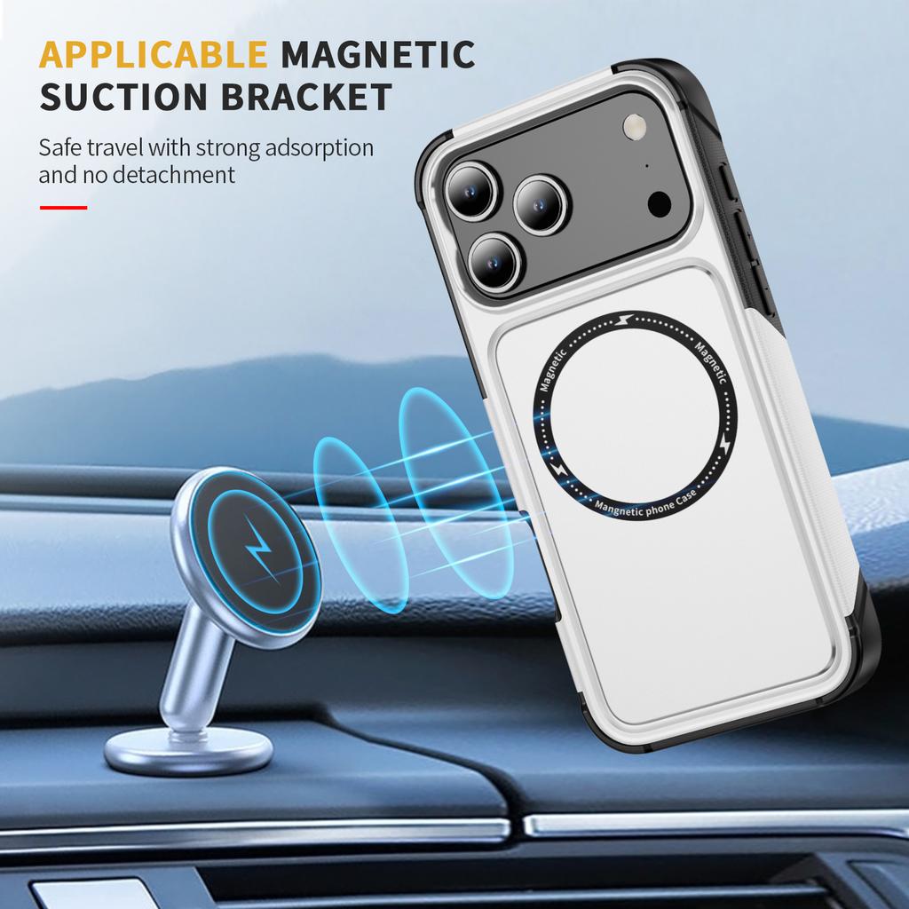 Mobile Phone Case Magnetic Four Corners Anti-fall Protective Case Frosted Anti-Scratch Wireless Charging Car Phone Case for Apple 17pm