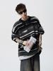 European Plus Size Mink Velvet Striped Knit Men's Sweater - Soft, Fluffy, Trendy for Autumn/Winter