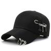 New Personalized Baseball Cap Hanging Iron Ring Chain Cap Spring and Autumn Black Cap Blue Popular Hat