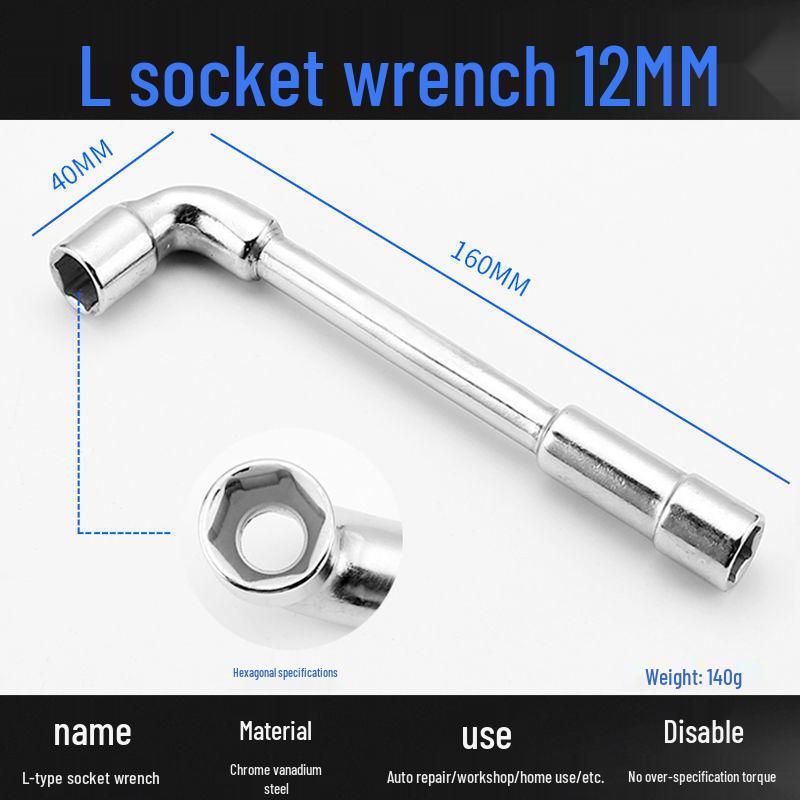 L-Shaped Hex Socket Wrench Set with Double-Ended Elbow and Perforated Pipe Wrench.