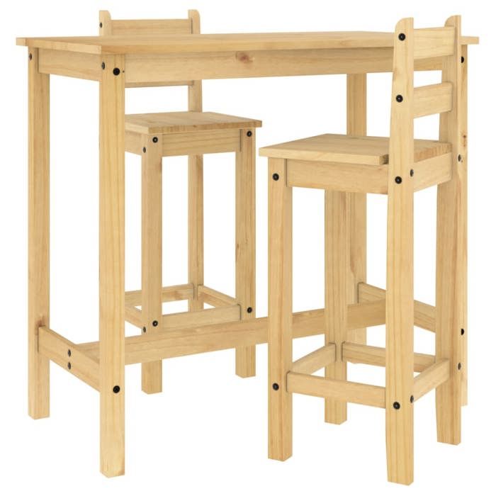 VidaXL Ensemble de bar 3 pcs Bois de pin massif, ensemble de pub, ensemble de meubles, tabouret de bar en bois, ensemble de 4005690