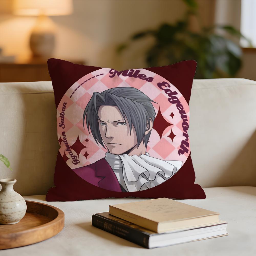 Adventure Game AAce AAttorney Cushion Cover Short Plush Pillowcase for Bed Sofa Carwashable