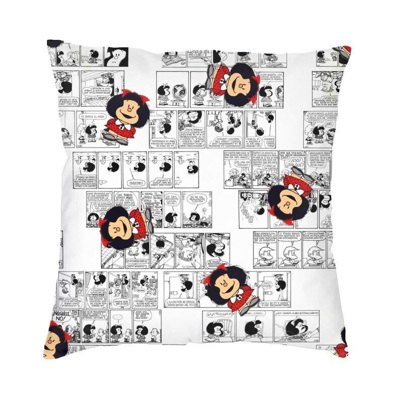 Humor Manga Mafalda Cushion Cover Sofa Home Decorative Quino Argentina Cartoon Square Throw Pillow Cover 40x40