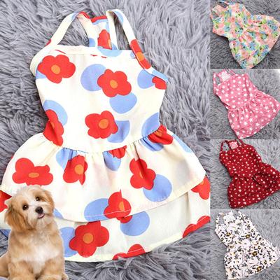 Dog Dress Eye-Catching Cartoon Pattern Vibrant Color Summer Small Dog Princess Cosplay Costume for Home Wear