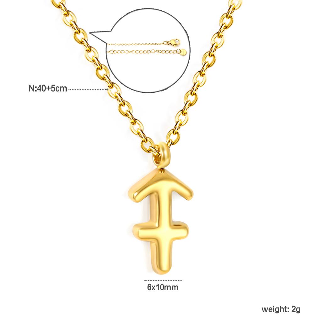 Fashion Creative Zodiac Pendant Necklace Gold Bubble Charm Versatile Collarbone Chain Jewelry