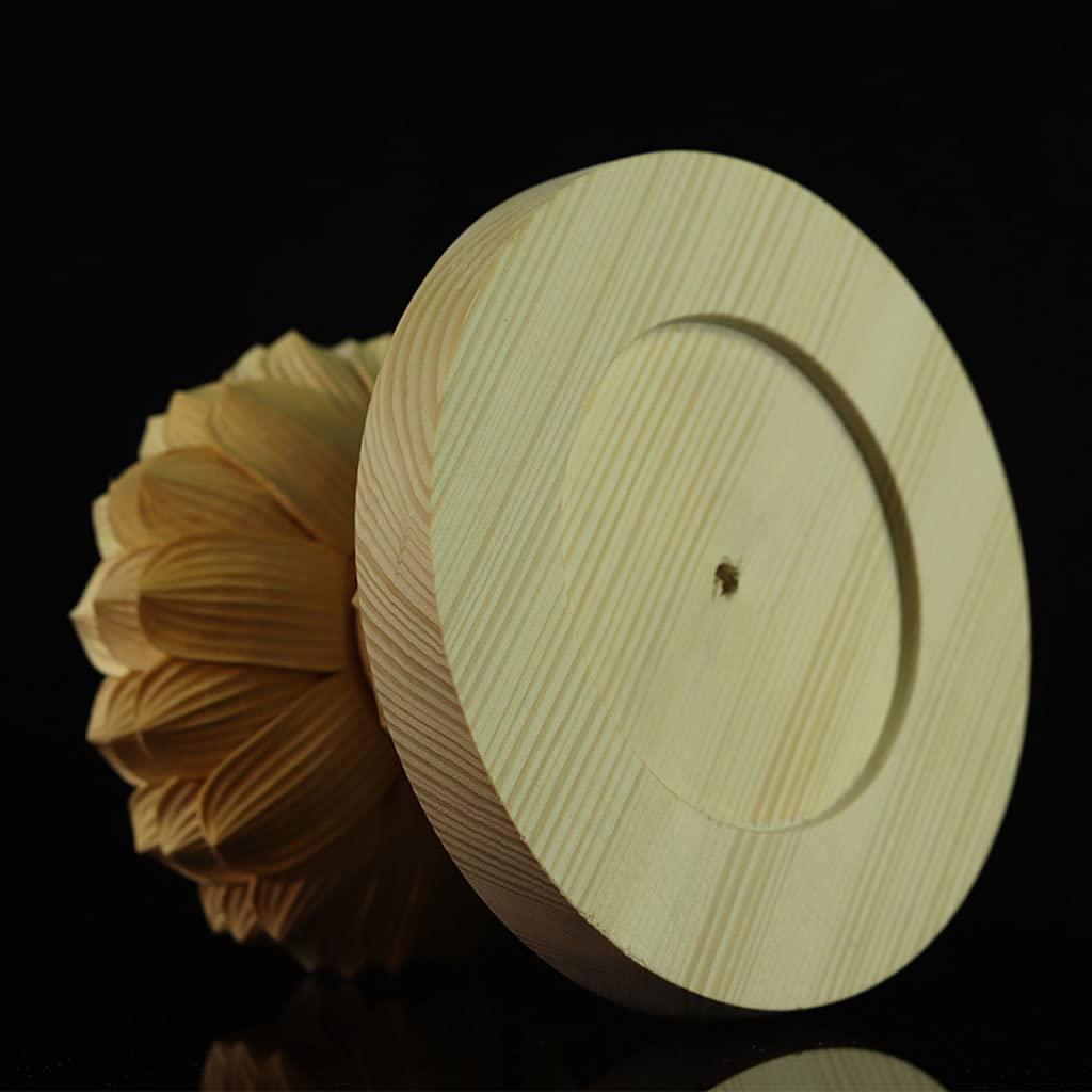 Round Buddha Statue Base, Made of Cypress Wood, High-Quality Wood Carving, Lotus-Shaped Pedestal [Woodcarving Buddhist Altar Accessories], Wooden Pede