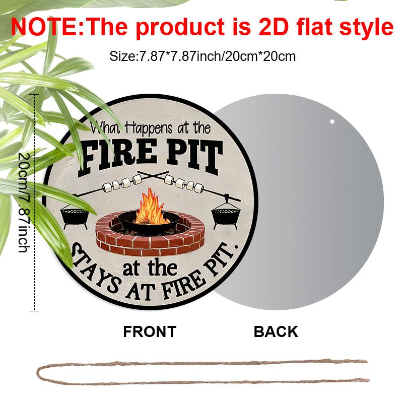 2D Flat Vintage Aluminium Sign with Campfire Gathering Pattern - BBQ Figurine Ornaments - Ideal for Front Door, Wall, Porch, Fence Decor - Ideal Gift