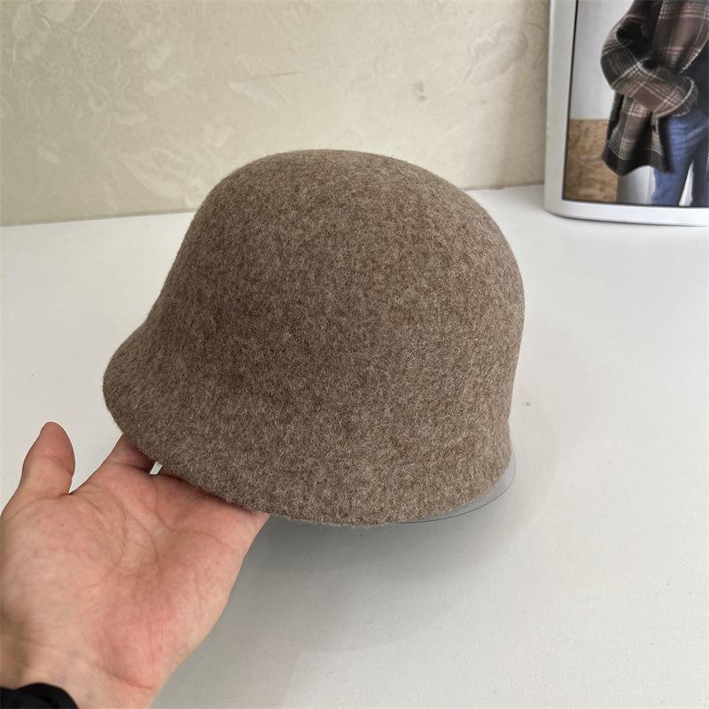 

Осенне-зимняя шерстяная шляпа-ведро женская осенне-зимняя с закрытием лица модная куполообразная ретро универсальная шляпа-панама M（56-58cm）