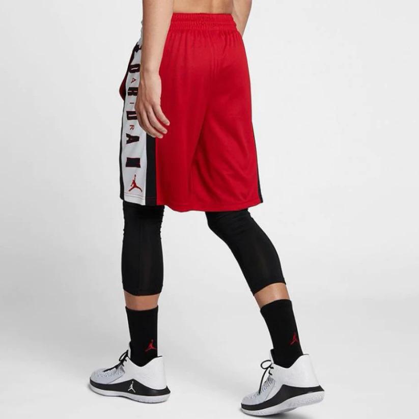 Jordan Short de basket-ball à cordon de serrage avec imprimé de lettres color block pour hommes Rouge 924567-688