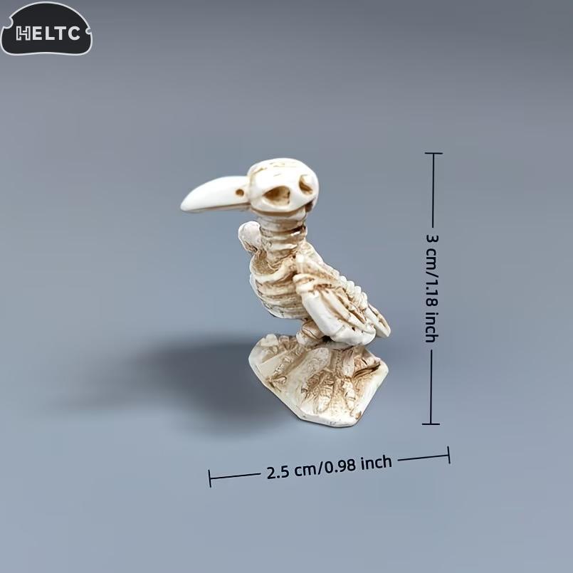 3pcs Skull Crow Miniature Model Halloween Resin Statue Dollhouse Home/Garden Scene Ornament Photography Prop Horror Atmosphere