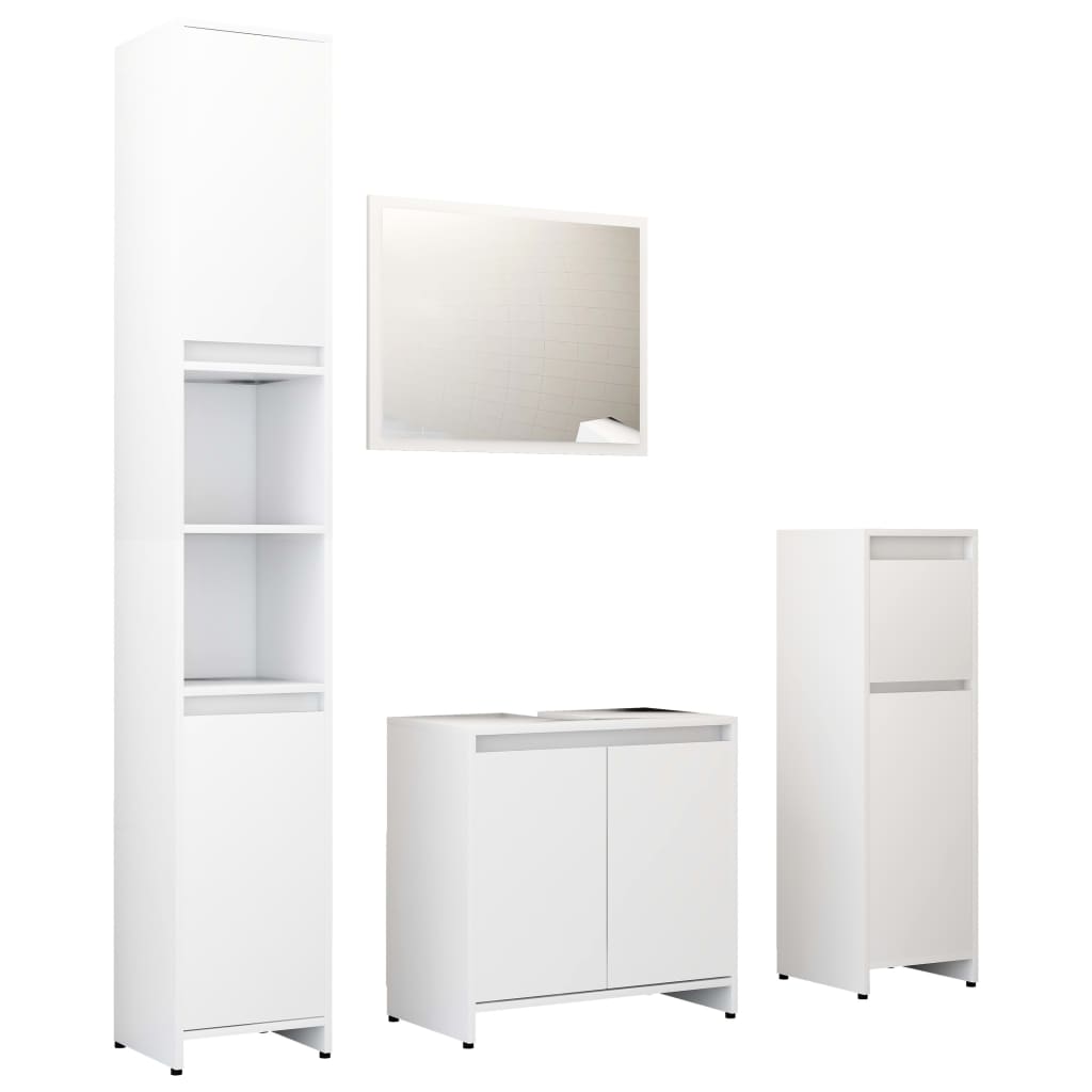4 Piece Bathroom Furniture Set White Particleboard