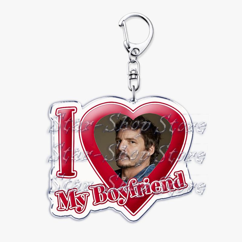 Hot Pedro Pascal I Love My Boyfriend Heart Keychain for Women Accessories Key Chain Ring Keychains Jewelry Fans Gifts