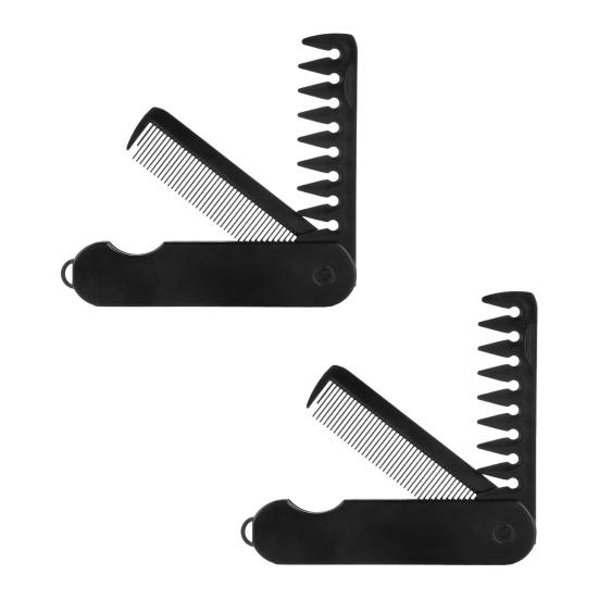 Folding 2 in 1 Hair Comb for Men Fluffy Texture Styling Comb Voluminous Wide Toothed Pocket Comb for Travel Everyday Hair Beard Mustache Grooming
