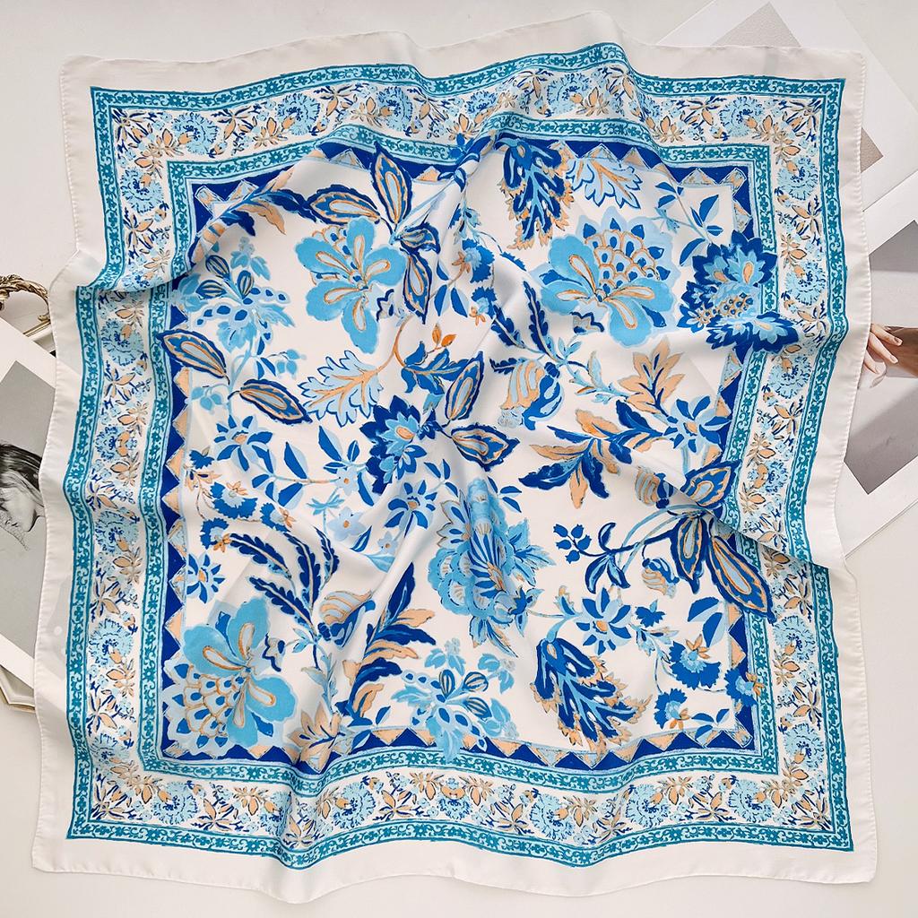 1116 New Korean Version Versatile Printed Decorative Silk Scarf Chinese Style Temperament Elegant Ribbon Tie Hair Tie Bag Small Scarf