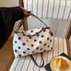 Yogodlns Borsa a tracolla a pois retrò alla moda Borsa a mano in PU di grande capacità Design a blocchi di colore squisito Borsa a spalla in pelle