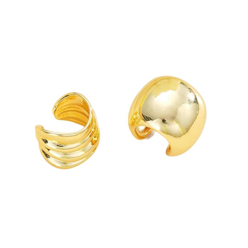 2Pcs Retro Geometric Metal Ear Clips for Women Gold Color Ear Cuff No Fake Piercing Cartilage Aesthetics Earrings Jewelry Gift