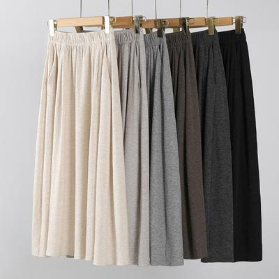 Jupe tricotée taille haute pour femme Midi Noir Gris Printemps Automne Jupes longues