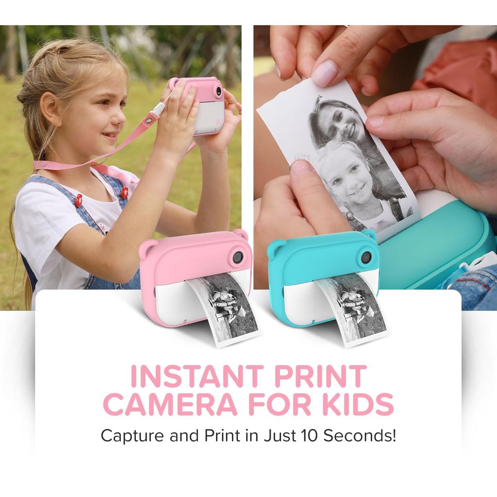 myFirst Camera Insta 2 [Inkless, Instant Printing] 12MP Dual Lens, Timed Shooting, 10-Second Printing, Ultra-Lightweight (Pink)