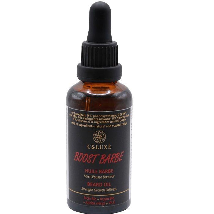 CELUXE Huile À Barbe 50 Ml BOOST BARBE Huile De Ricin Bio, Argan Bio