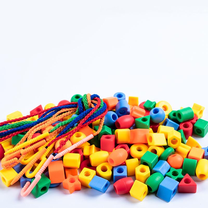 Rainbow Lacing Beads for Toddlers Color and Shape Sorter Fine Motor Skills Early Learning Montessori Toys for Preschool Kids
