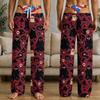Men's Funny Halloween Print Knit Pants with Pockets, Casual Sleep Pajama Bottoms